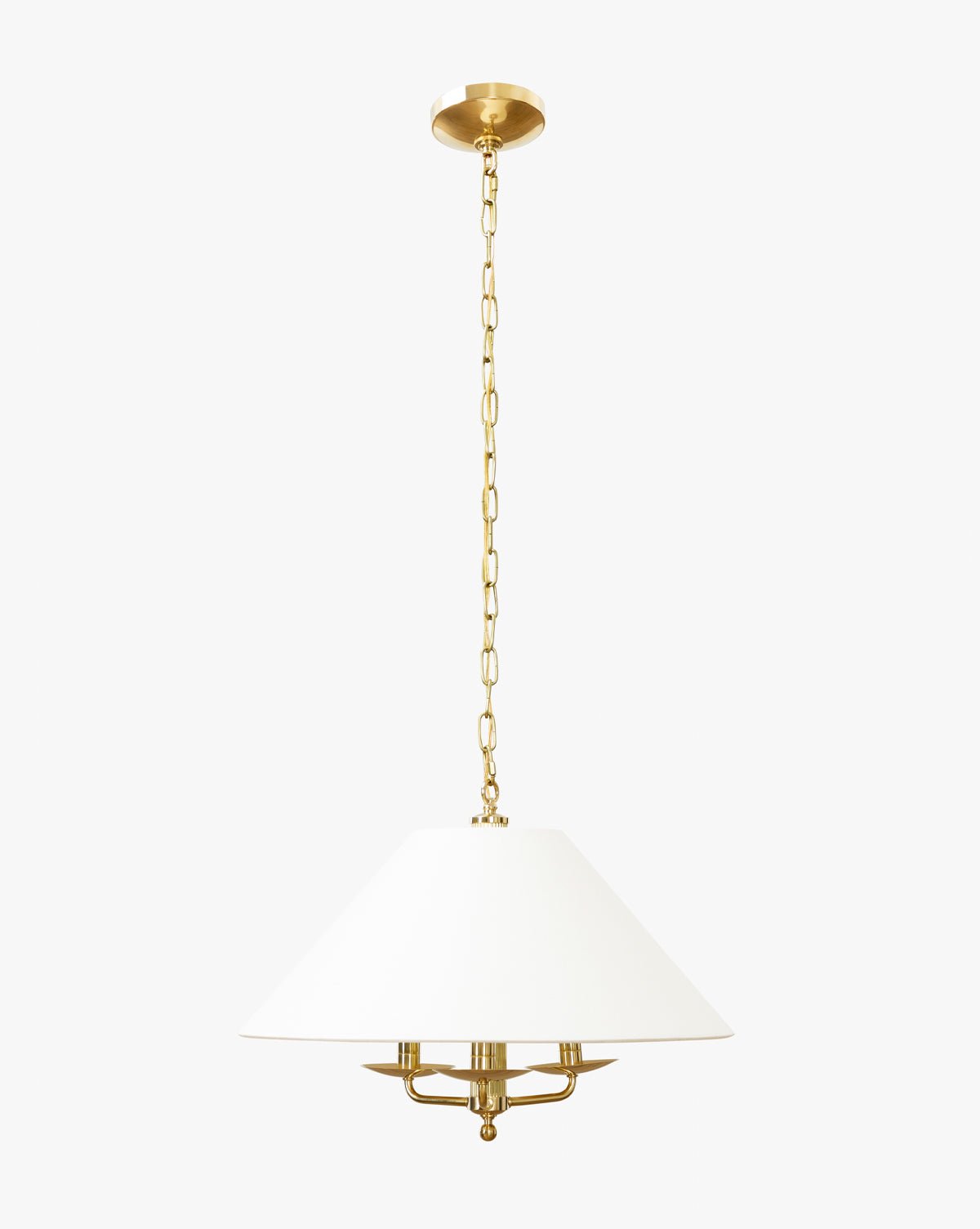 Capopiccolo Wide Linen Shade Three Socket Brass Pendant – image 3