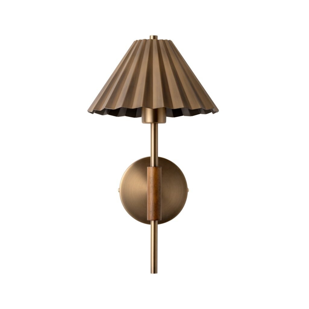 Armeni Pleated Umbrella Head Brass Wall Sconce