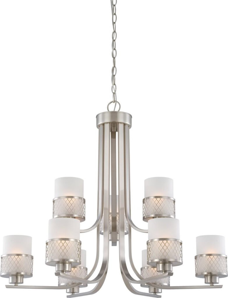 Fitou Frosted Glass Nine Arm Chandelier