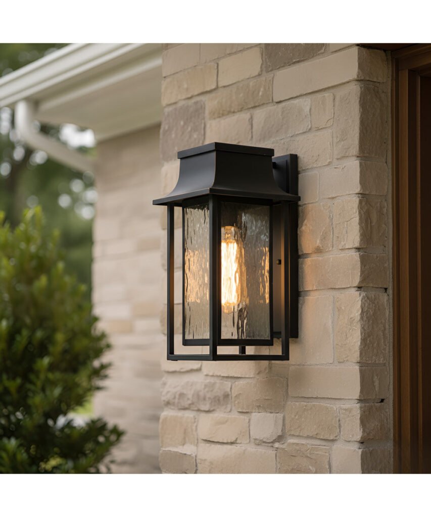 Bortigali Roof Black Square Lantern Outdoor Wall Light – image 2