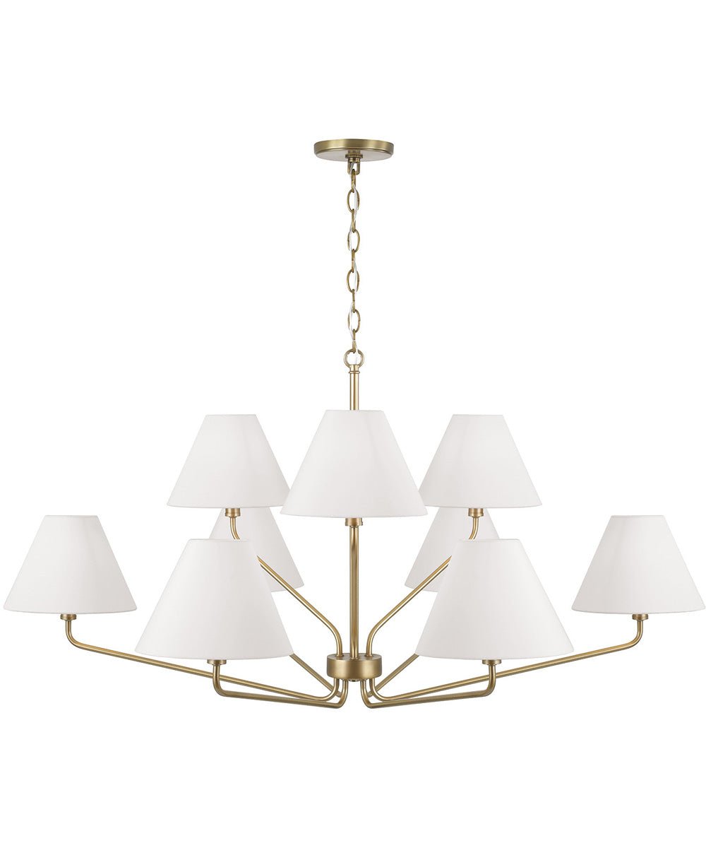 Palavas Fabric Shade Brass Chandelier – image 3