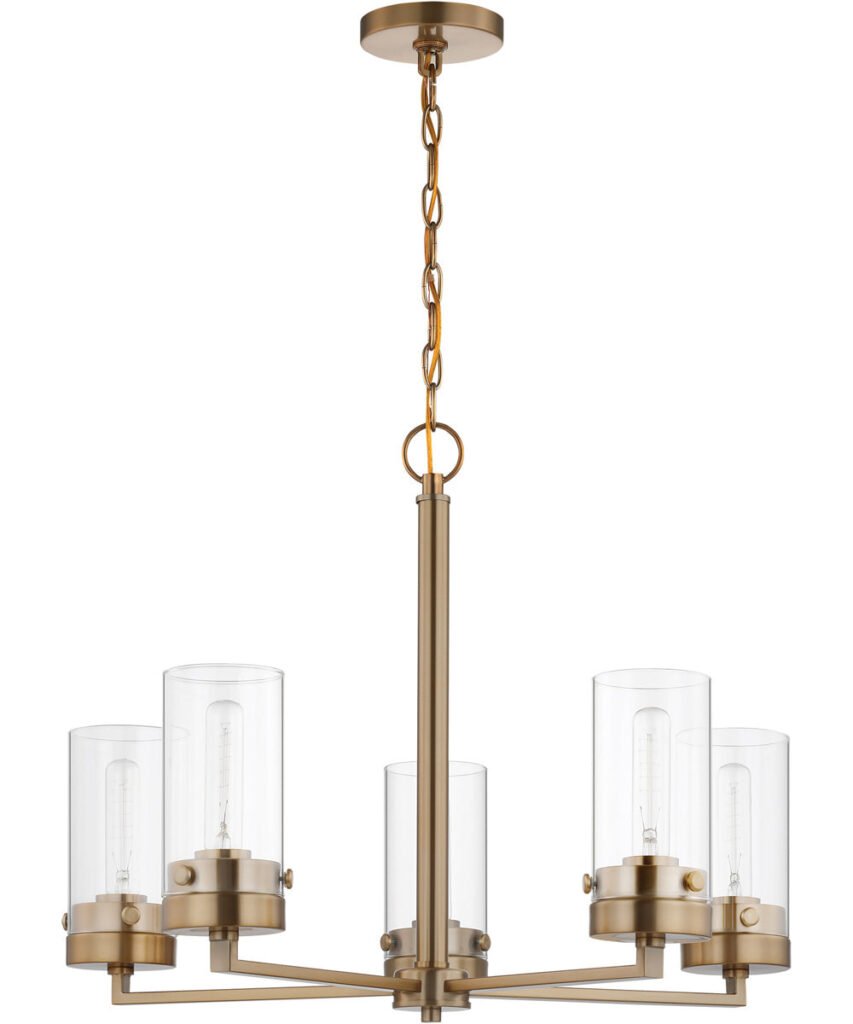 Salses Clear Cylinder Glass Brass Chandelier