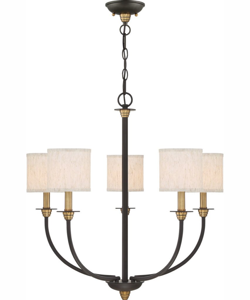 Olympiada Antiqued Bronze Fabric Shade Chandelier