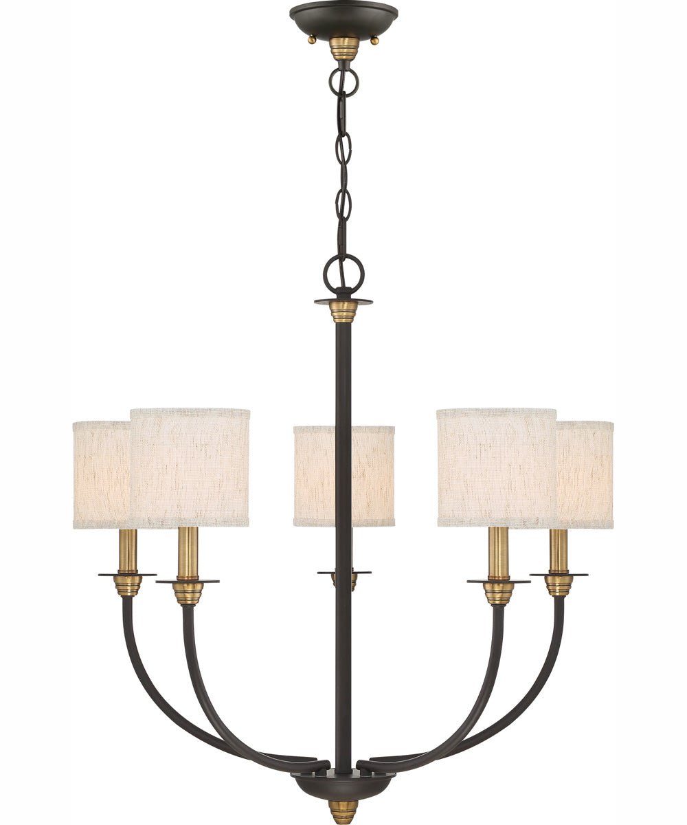 Olympiada Antiqued Bronze Fabric Shade Chandelier