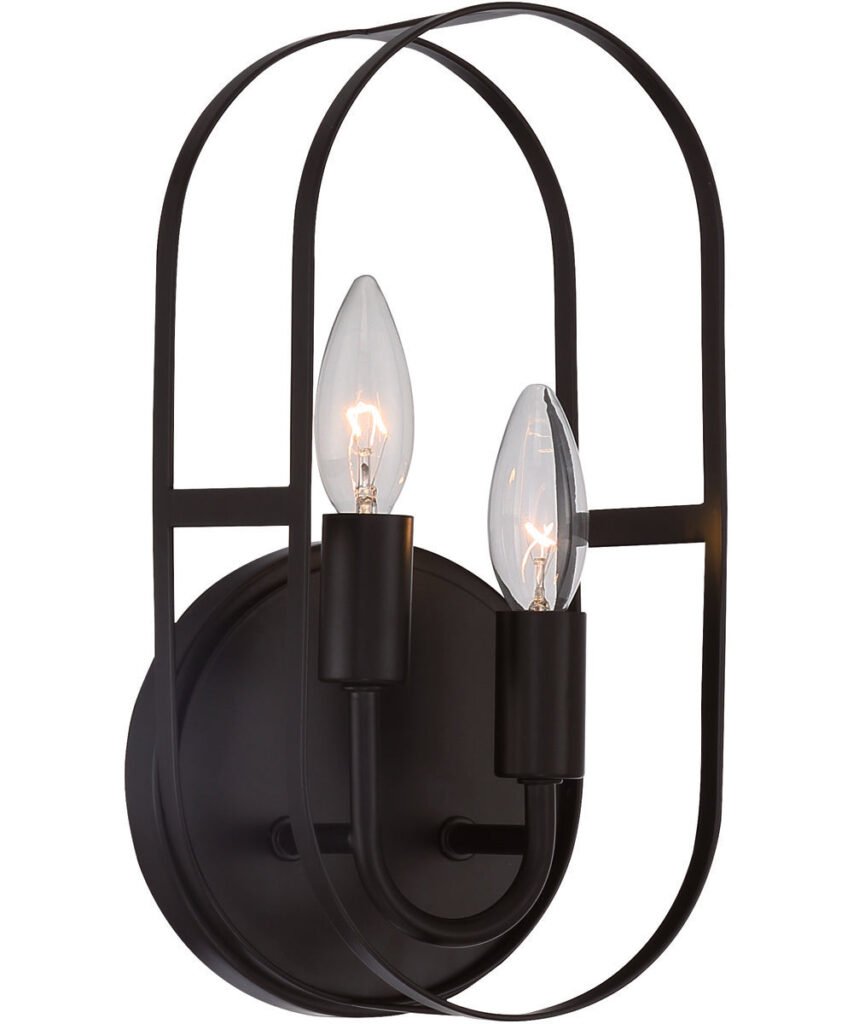 Gerês Arched Open Framed Double Candle Black Wall Sconce – image 2