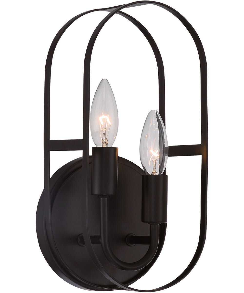 Gerês Arched Open Framed Double Candle Black Wall Sconce – image 2