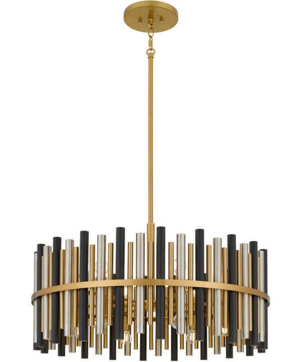 Asprovalta Brushed Gold Rod Drum Chandelier