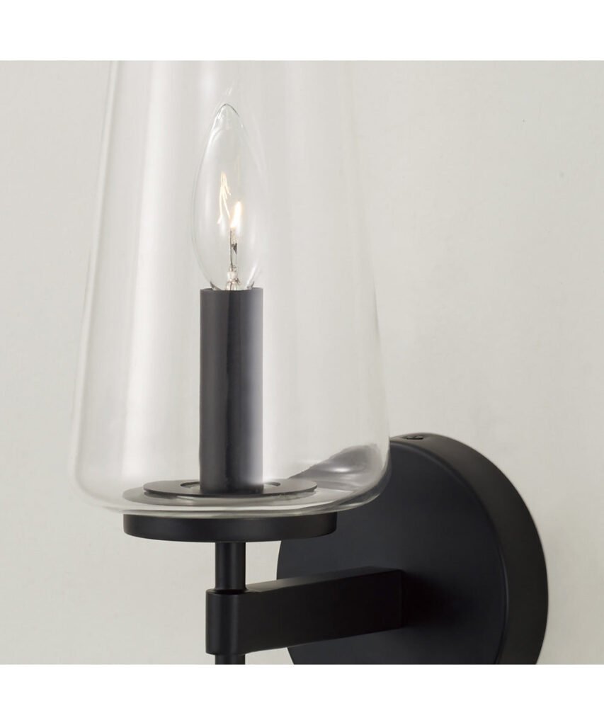 Ardara Conical Clear Glass Matte Black Wall Sconce – image 2