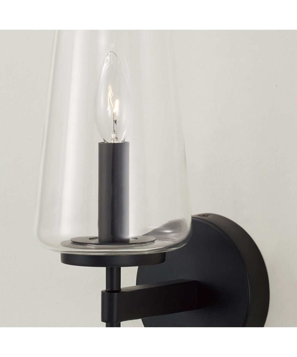Ardara Conical Clear Glass Matte Black Wall Sconce – image 2