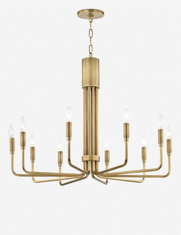 Trebes Antiqued Brass Ten Candle Classic Chandelier