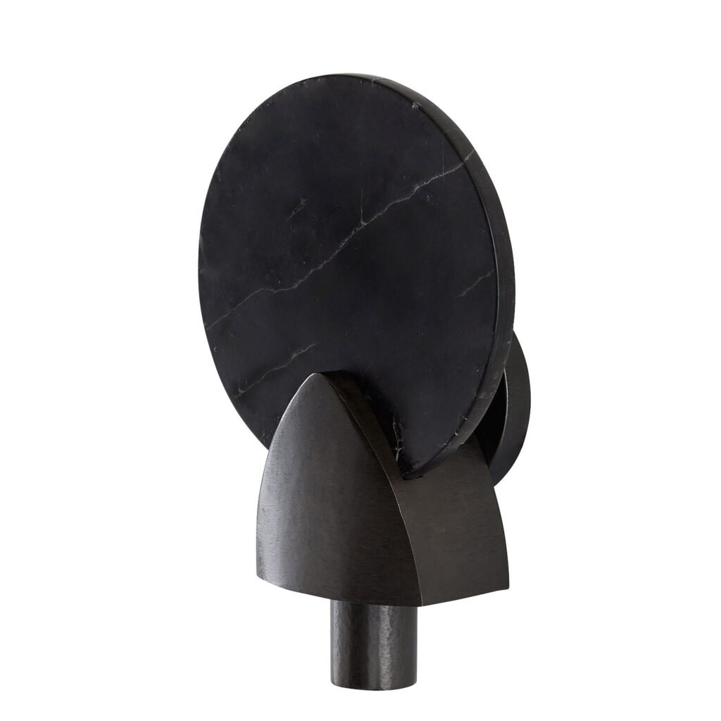 Platres Black Marble Disc Bronze Plate Wall Sconce