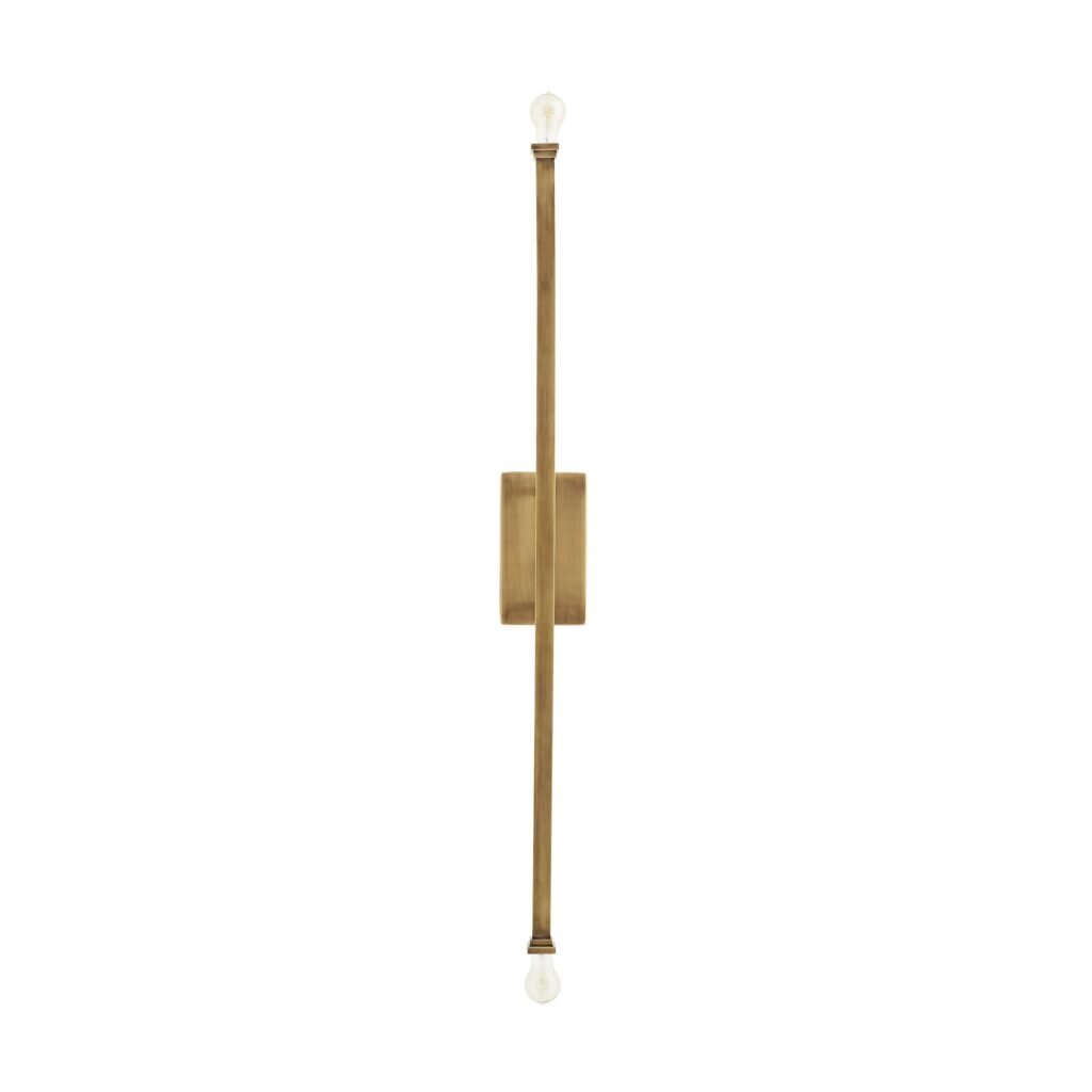 Kontakeika Long Rod Body Double Bulb Antique Brass Wall Sconce