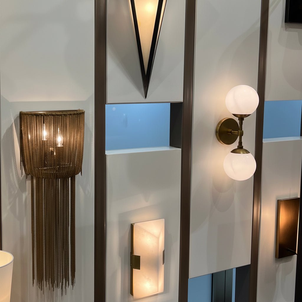 Kalopanayiotis Frosted Glass Panel Antiqued Brass Geometric Wall Sconce – image 2