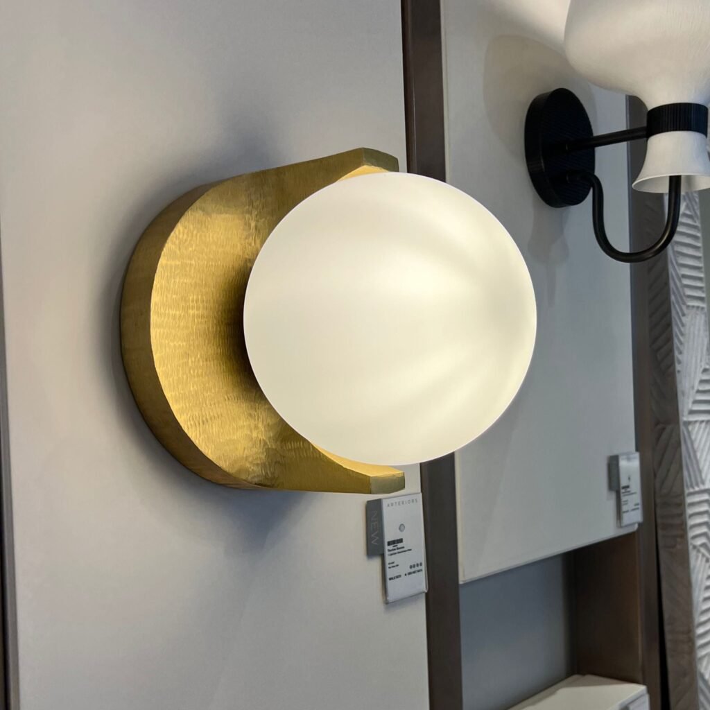 Grottole Opal Glass Globe Antiqued Brass Disc Wall Sconce – image 2