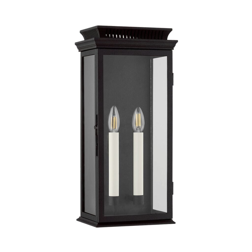 Montegranaro Two Candle Hammered Look Lantern Outdoor Wall Light
