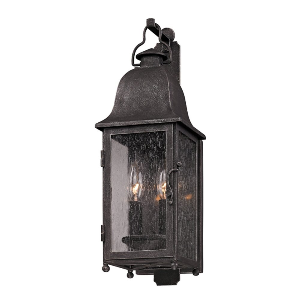 Caminha Slim Long Hammered Iron Bronze Lantern Outdoor Wall Light