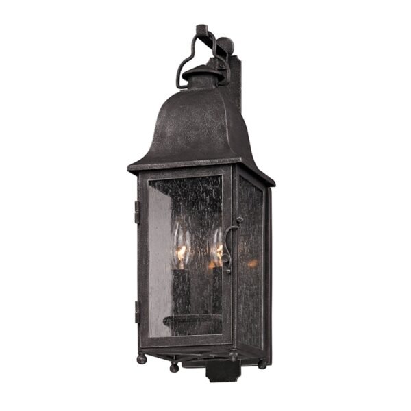 Caminha Slim Long Hammered Iron Bronze Lantern Outdoor Wall Light