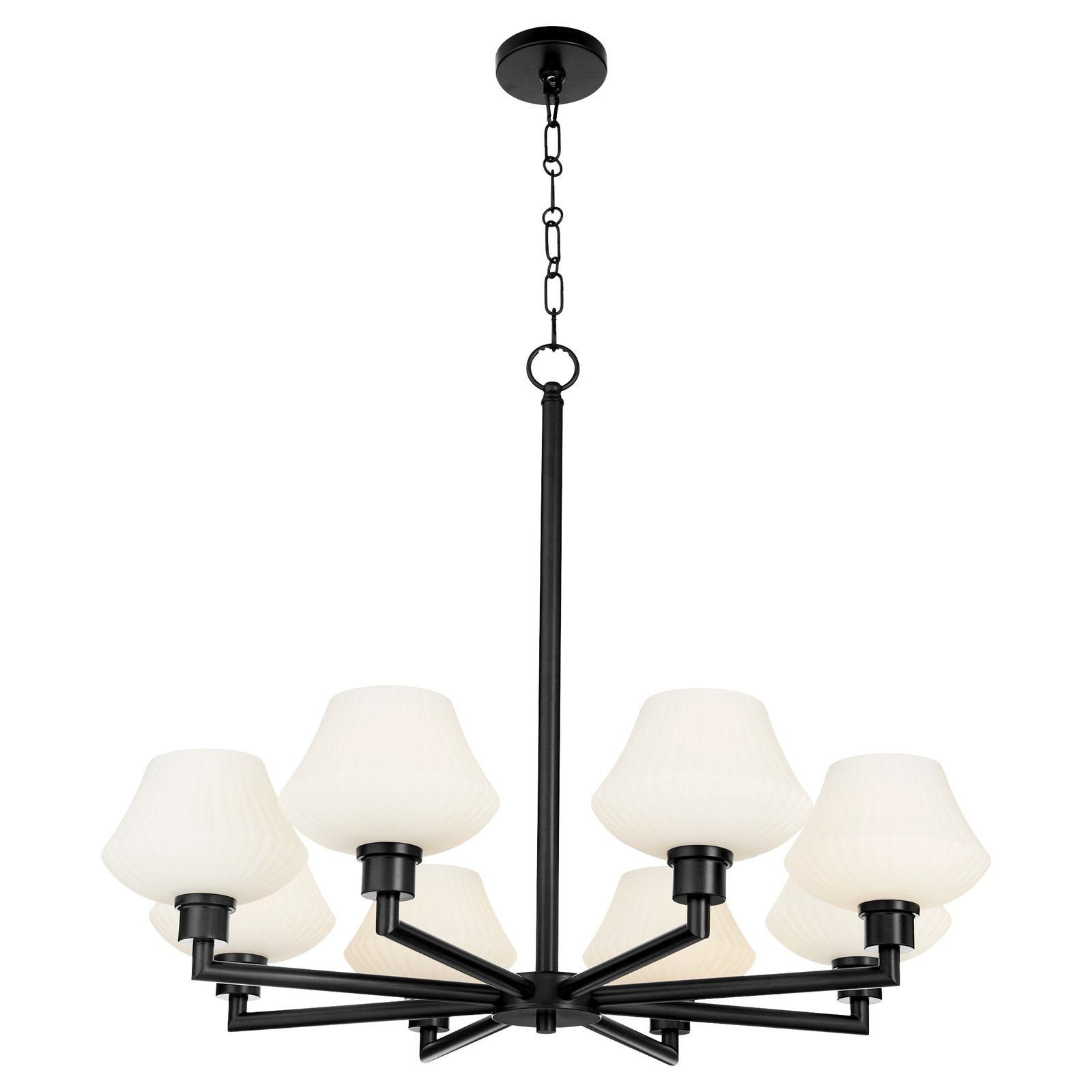 Gradac Matte Black Eight Arm White Head Chandelier – image 2