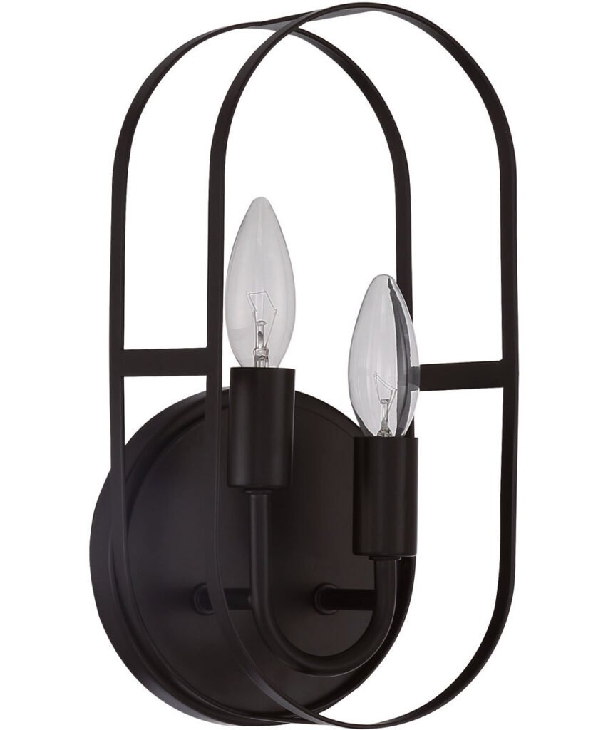Gerês Arched Open Framed Double Candle Black Wall Sconce