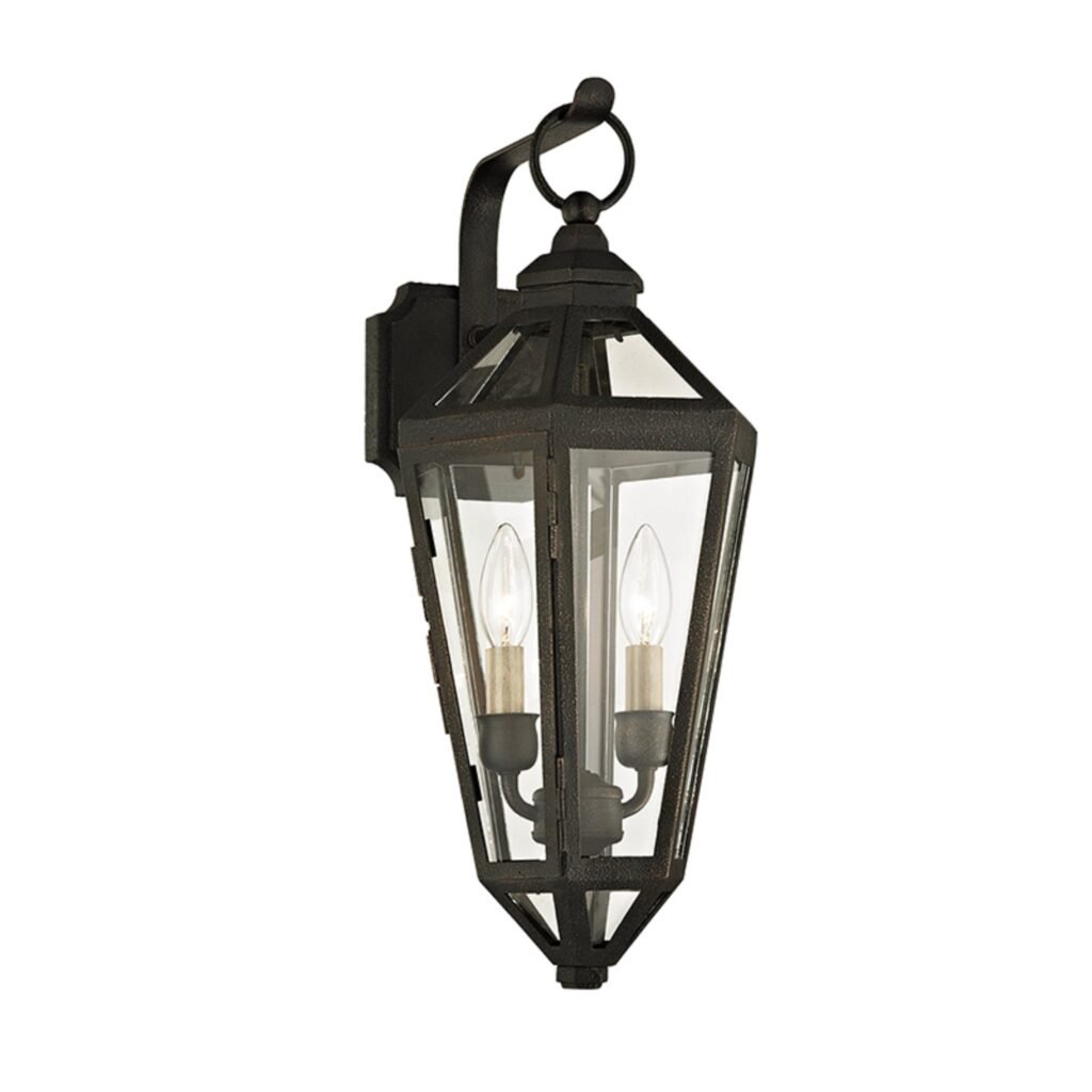 Kamilari Classic Roof Hammered Iron Lantern Outdoor Wall Light
