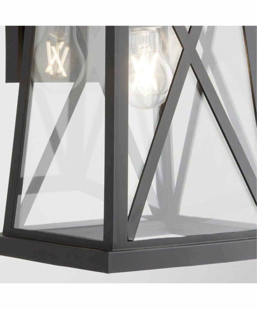 Thripti Cross Rod Trapezoid Black Lantern Outdoor Wall Light – image 3