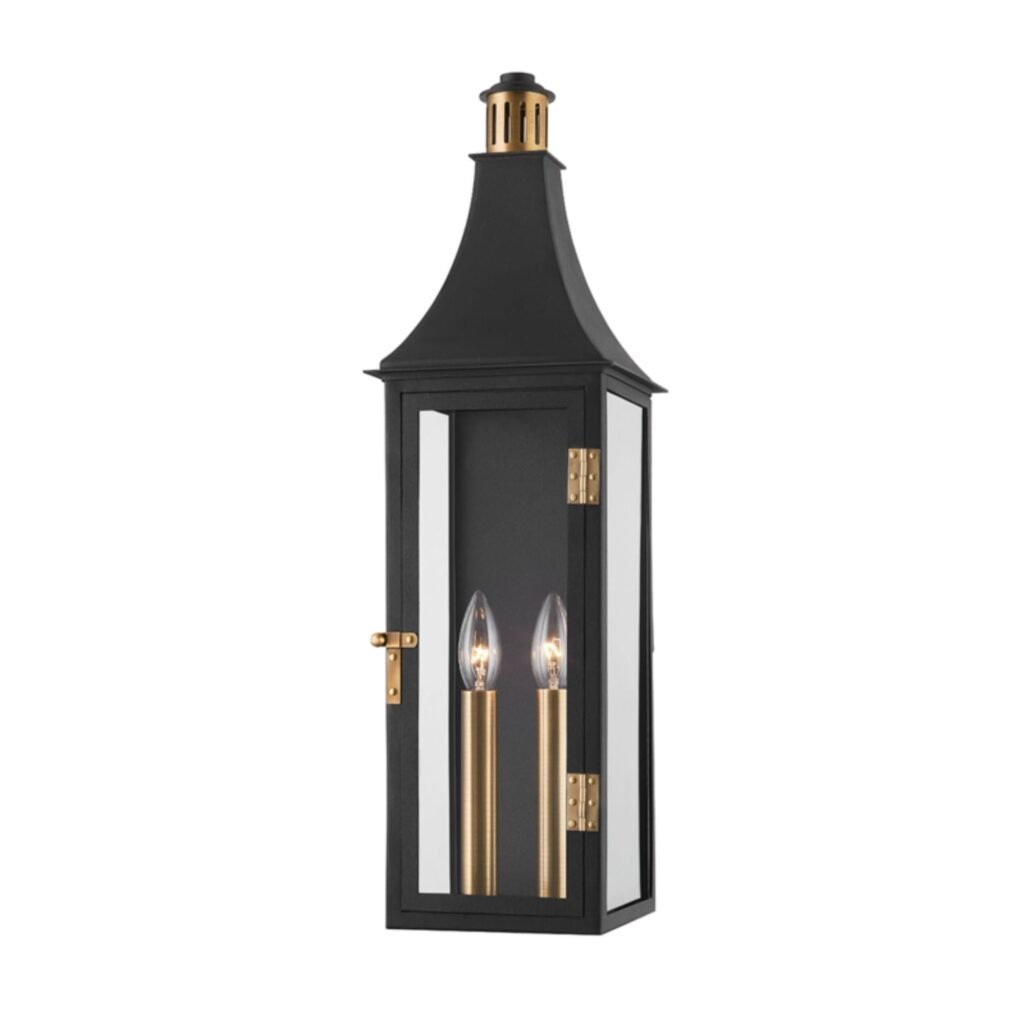 Zaros Long Roof Double Candle Lantern Outdoor Wall Light