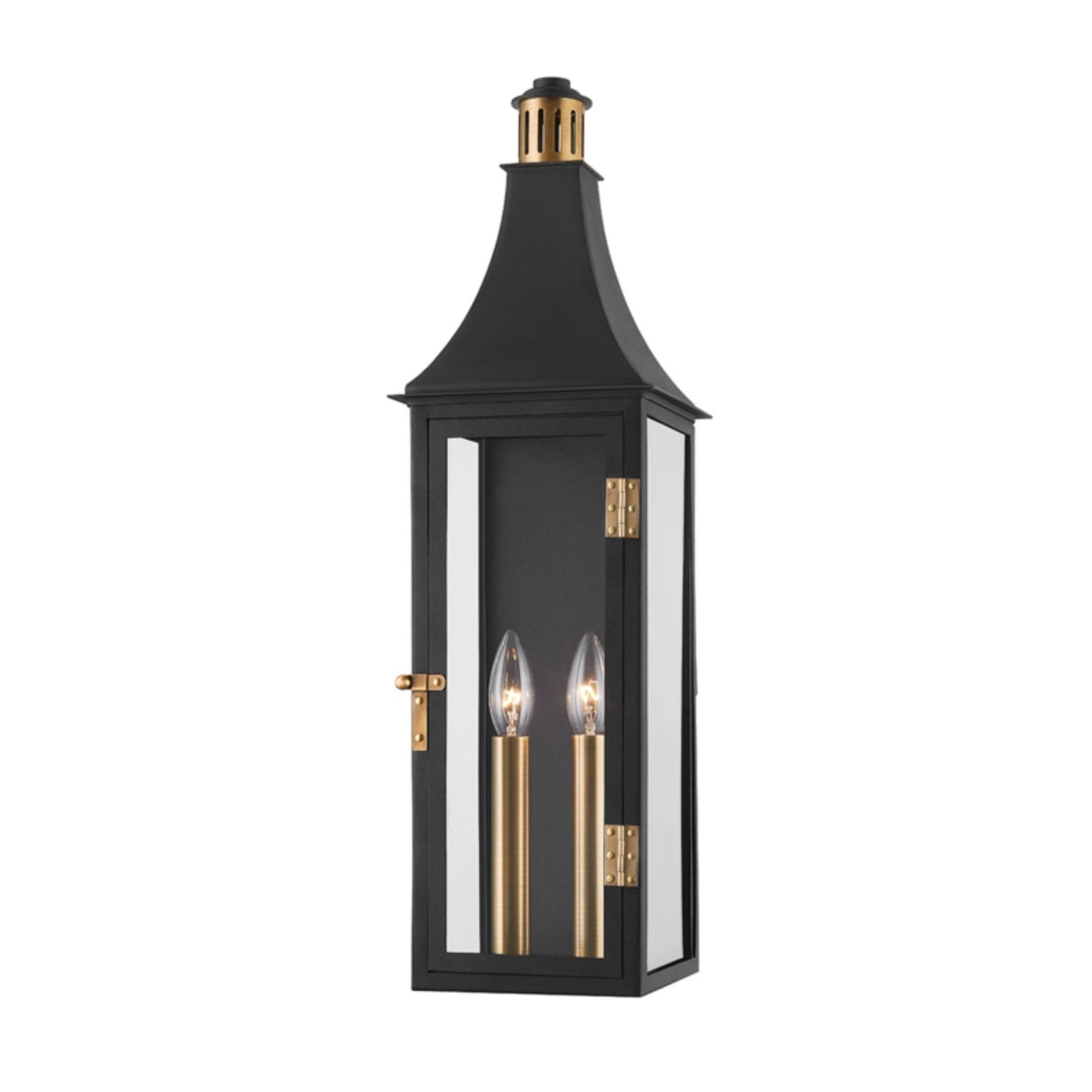 Zaros Long Roof Double Candle Lantern Outdoor Wall Light