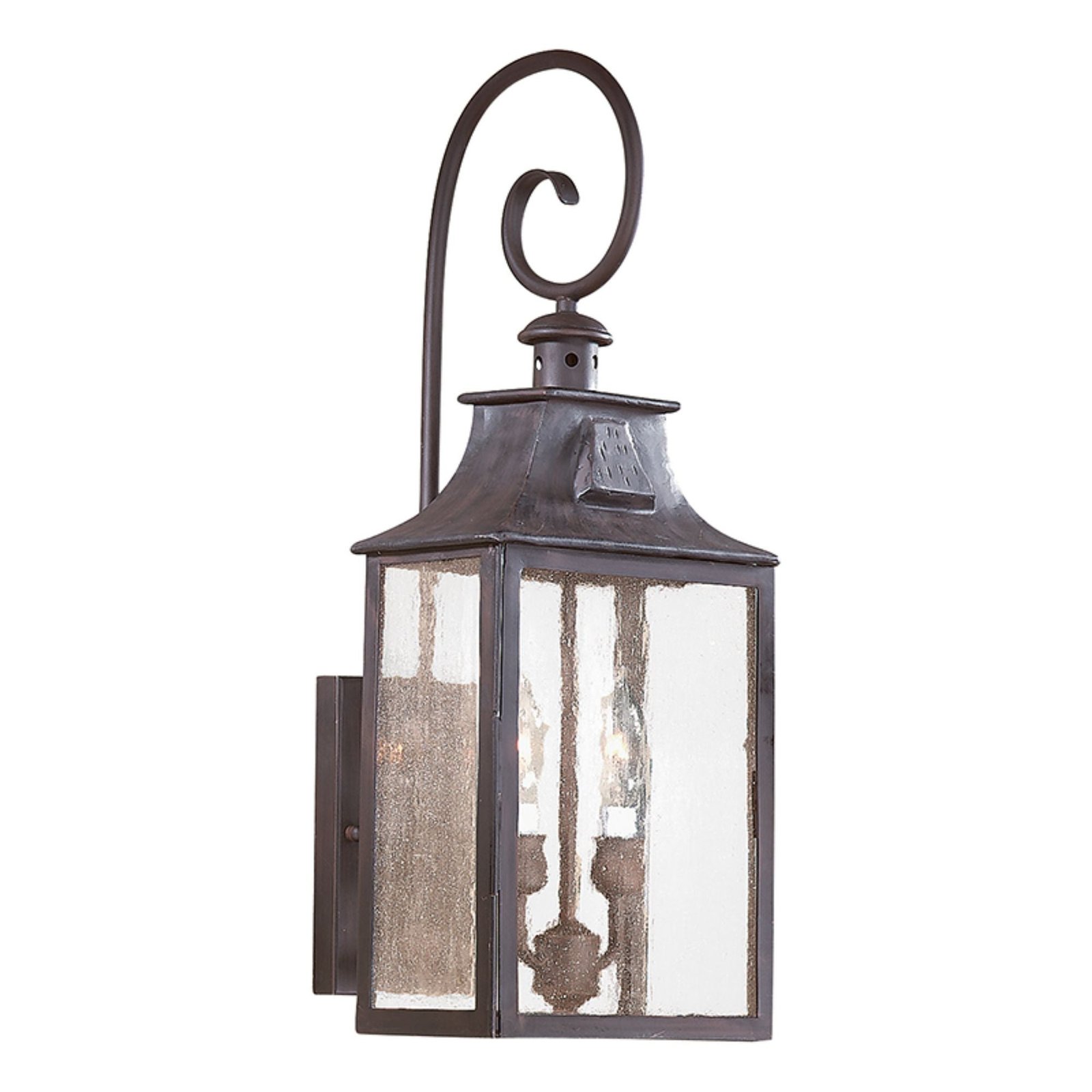 Ílhavo Hook Arm Hammered Iron Black Lantern Outdoor Wall Light