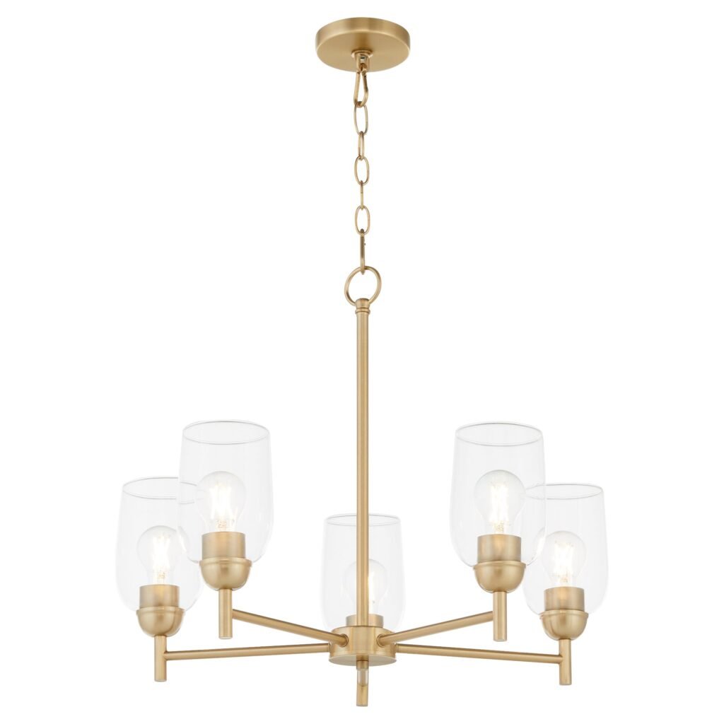 Santanyi Antiqued Brass Clear Glass Five Arm Chandelier – image 2