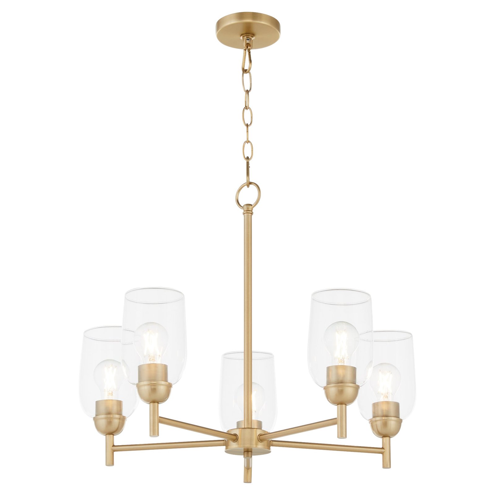 Santanyi Antiqued Brass Clear Glass Five Arm Chandelier – image 2