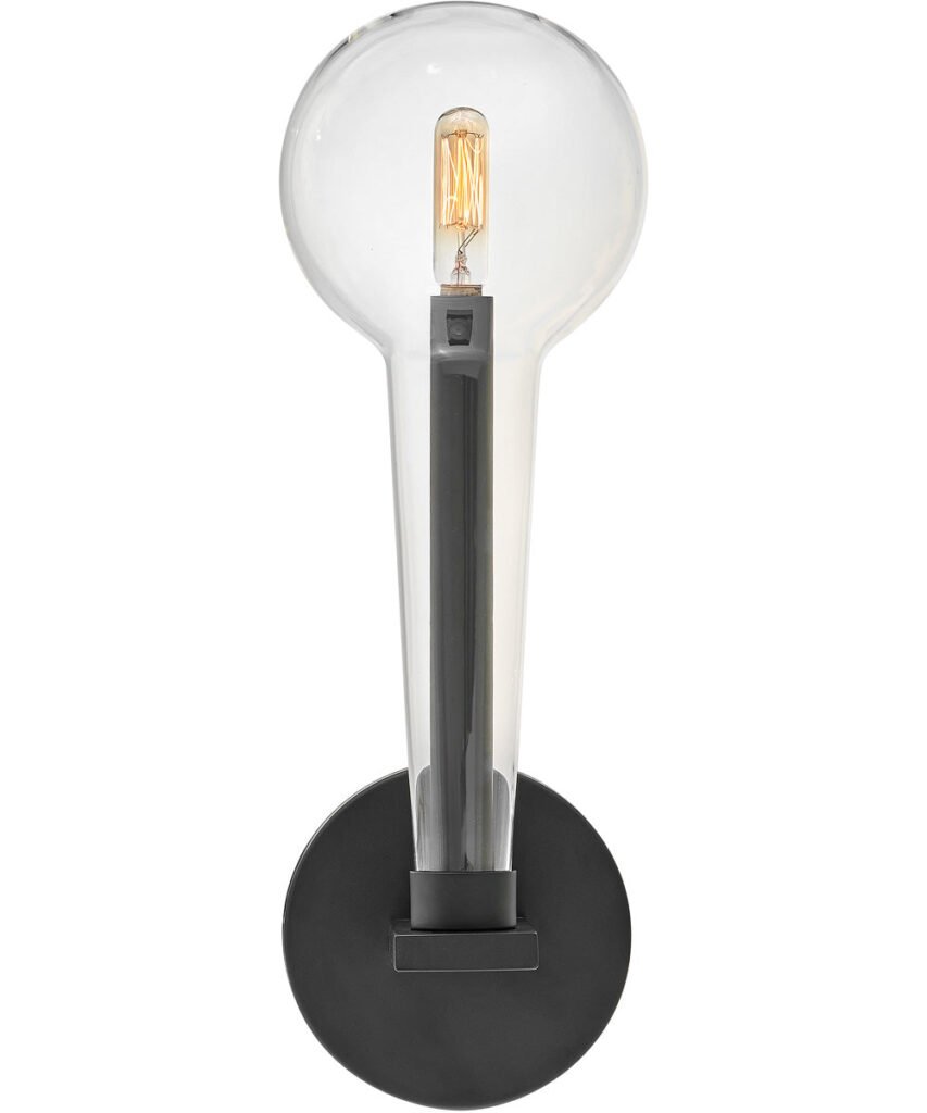 Bulzi Rod Body Clear Globe Glass Black Wall Sconce