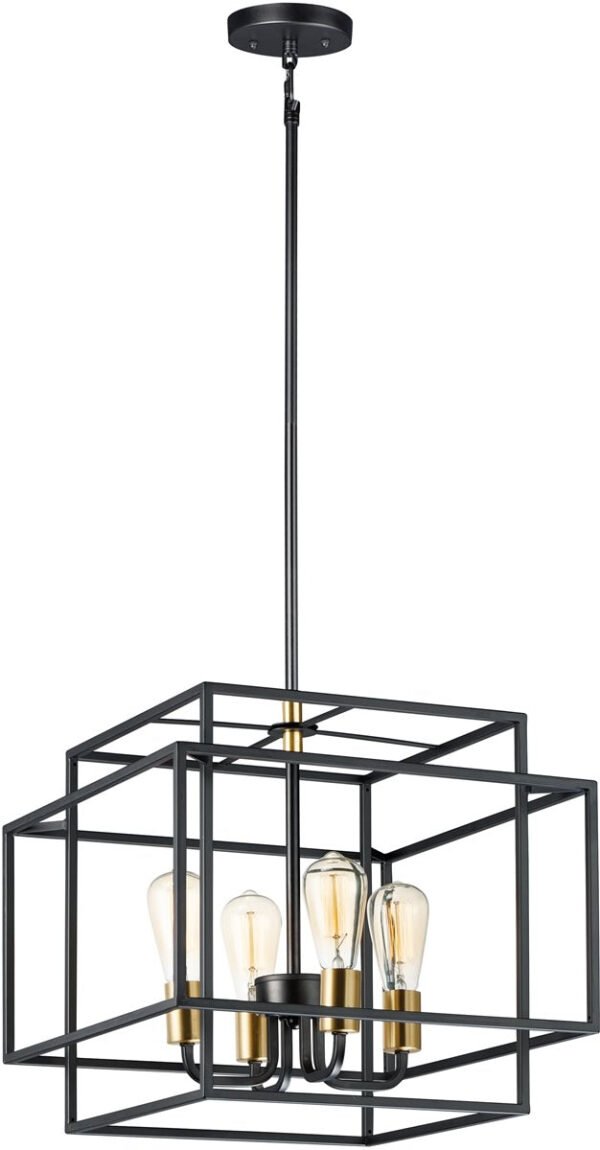 Betanzos Black Brass Cube Cage Pendant