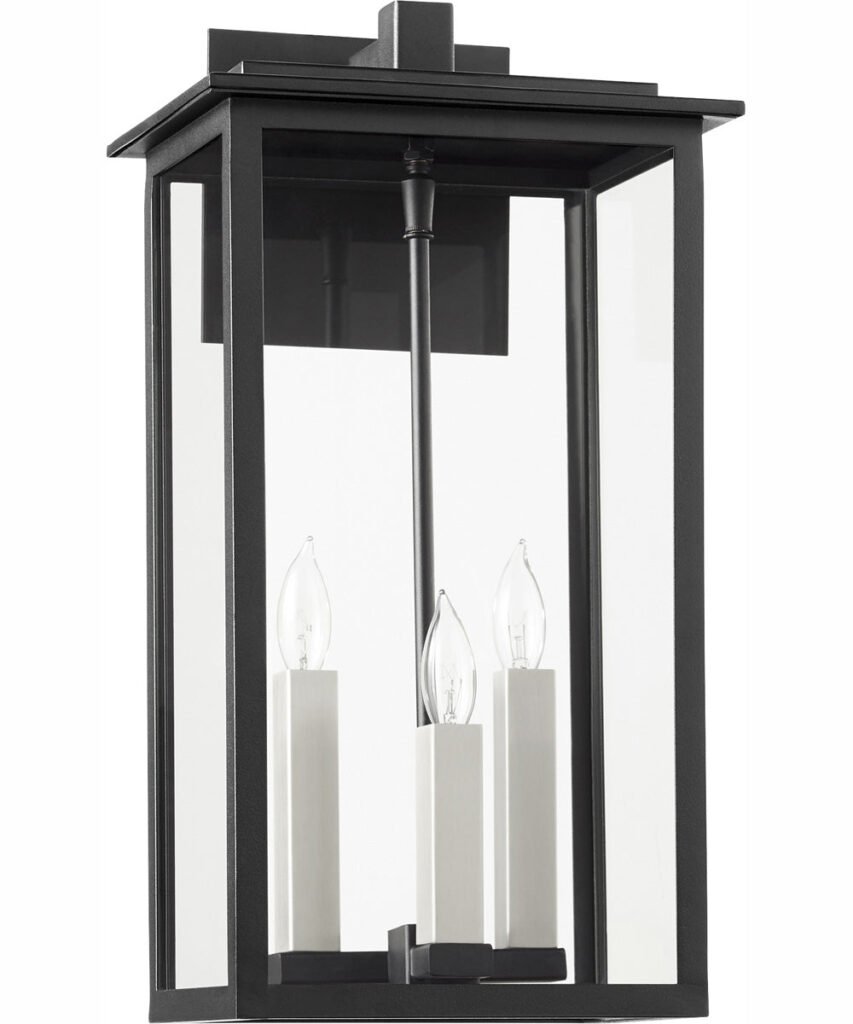 Sarakina Three Candle Box Shaped Textured Black Lantern Outdoor Wall Light – image 3