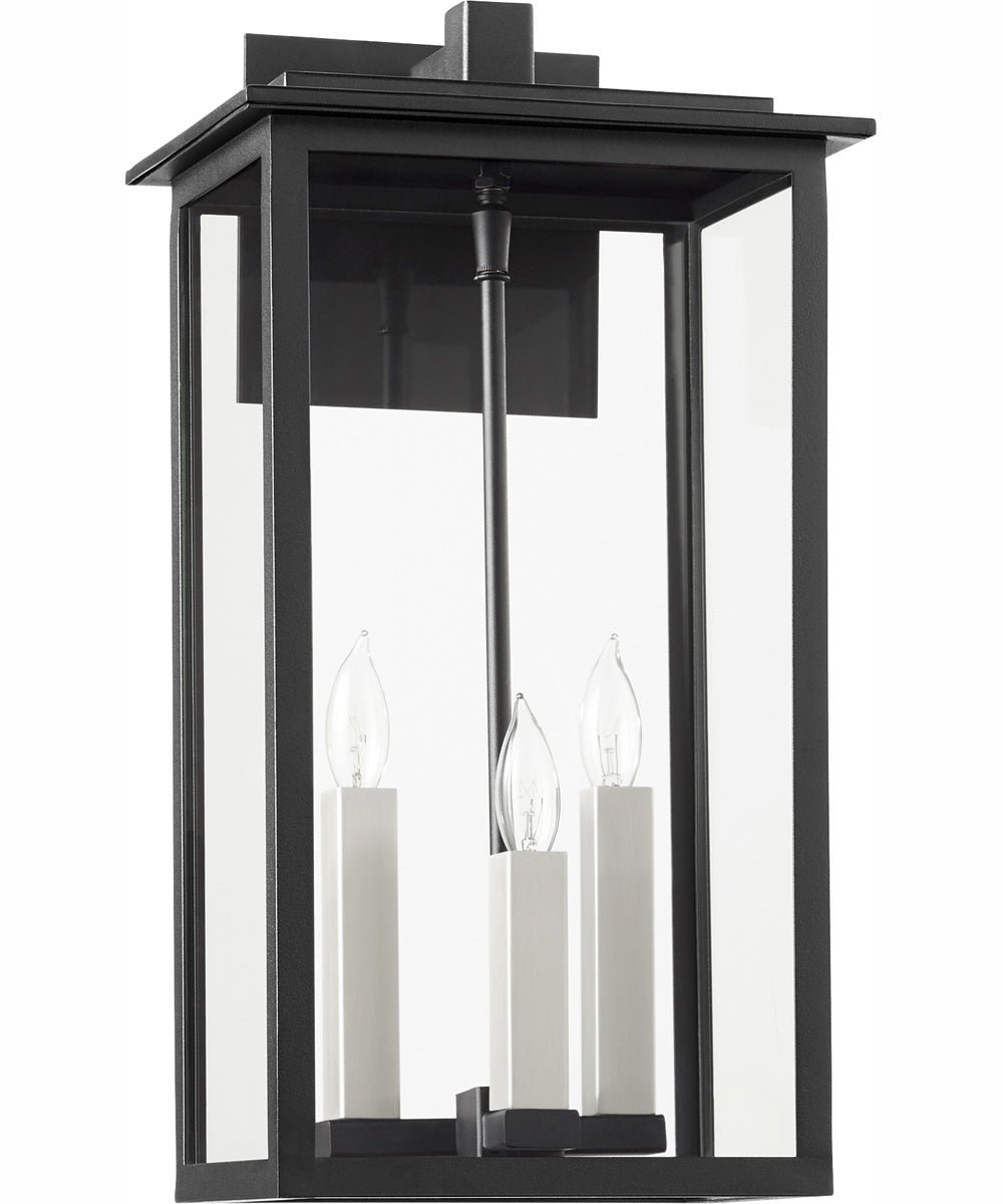 Sarakina Three Candle Box Shaped Textured Black Lantern Outdoor Wall Light – image 3