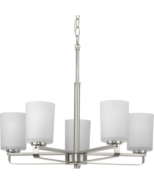 Aniane Frosted Glass Nickel Five Arm Chandelier