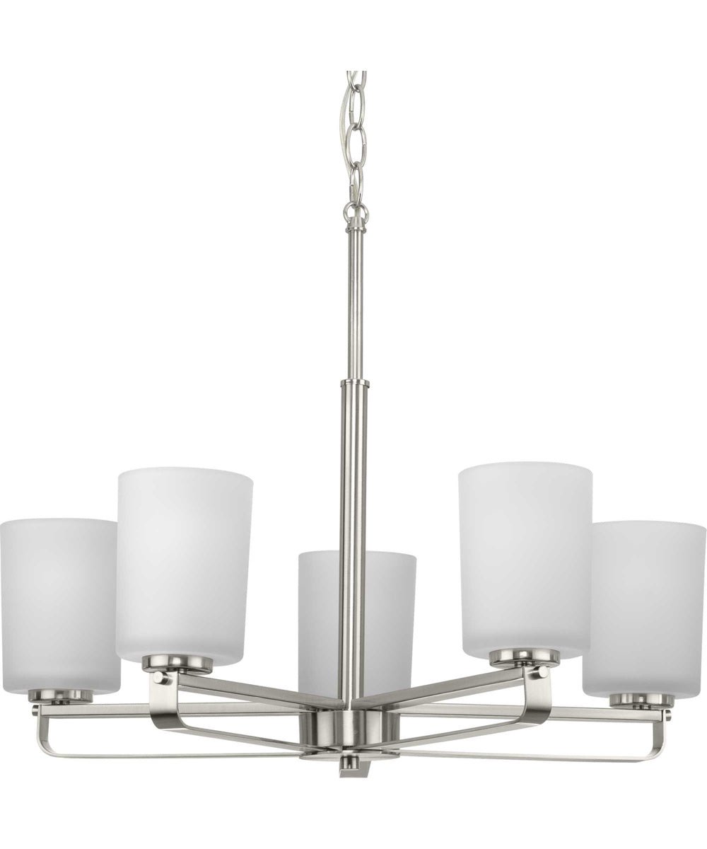 Aniane Frosted Glass Nickel Five Arm Chandelier