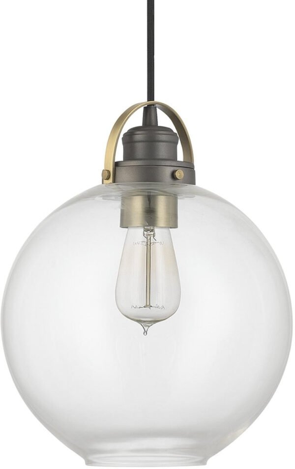 Omisalj Graphite Brass Clear Globe Mini Pendant