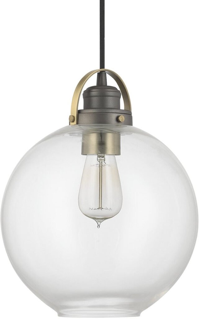 Omisalj Graphite Brass Clear Globe Mini Pendant
