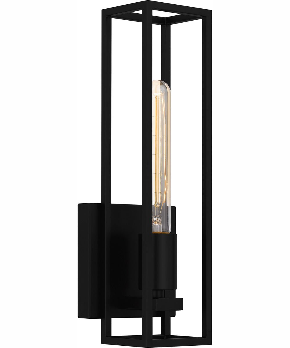 Fres Rectangular Framed Candle Matte Black Wall Sconce