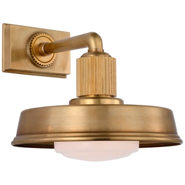 Colares White Glass Dome Short Arm Brass Wall Sconce