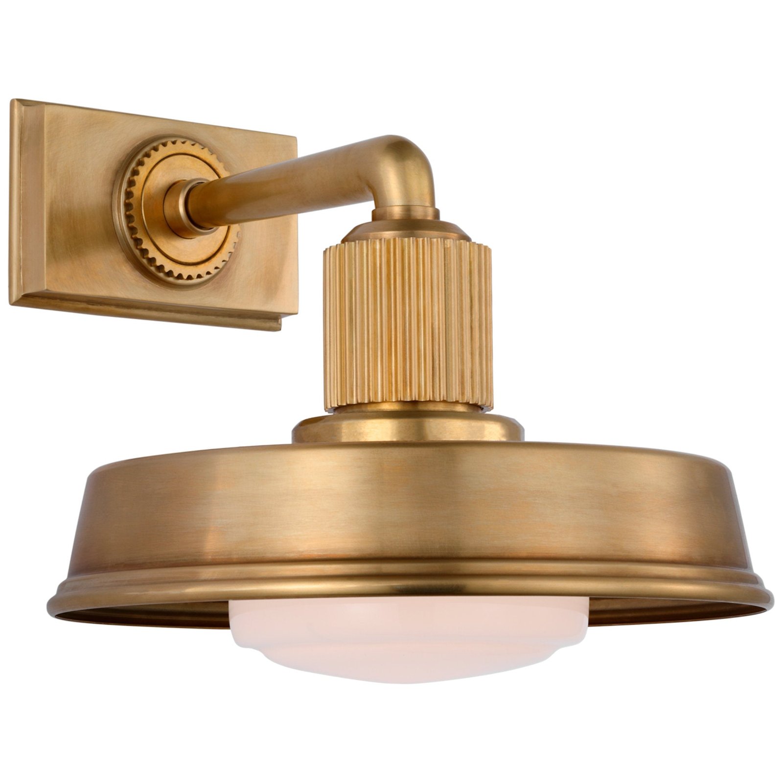 Colares White Glass Dome Short Arm Brass Wall Sconce