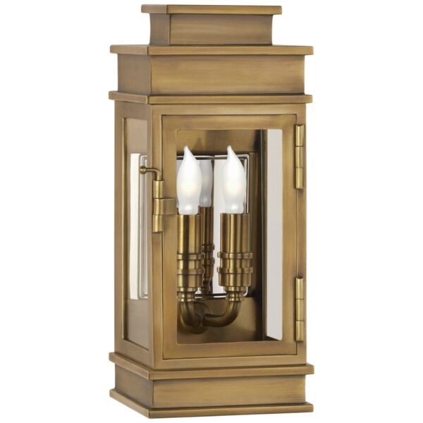 Cadaval Mini Linear Clear Glass Brass Lantern Outdoor Wall Light