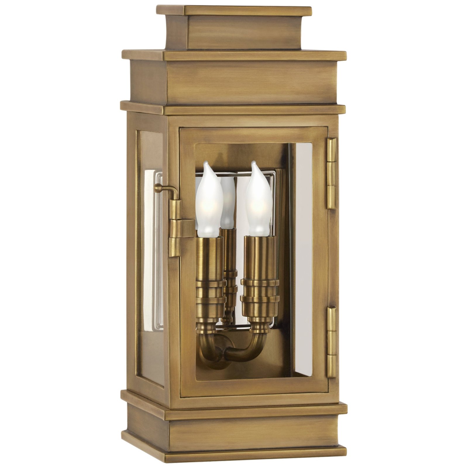 Cadaval Mini Linear Clear Glass Brass Lantern Outdoor Wall Light