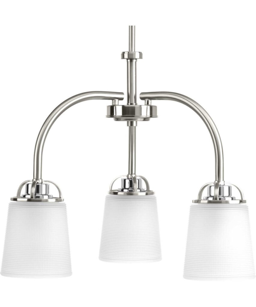 Nikopolis Brushed Nickel Three Arm Glass Chandelier