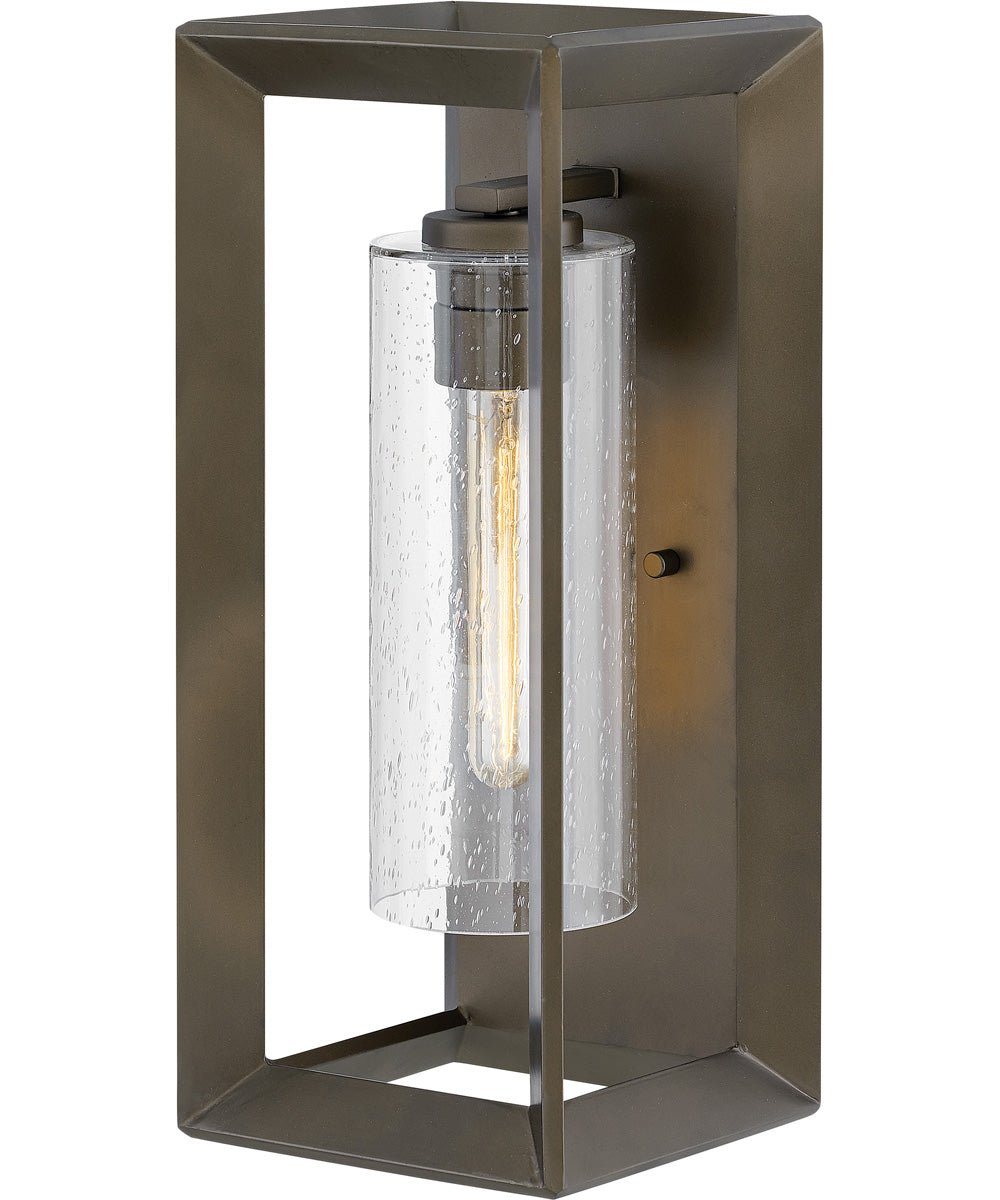 Tibães Square Framed Glass Cylinder Bronze Lantern Outdoor Wall Light
