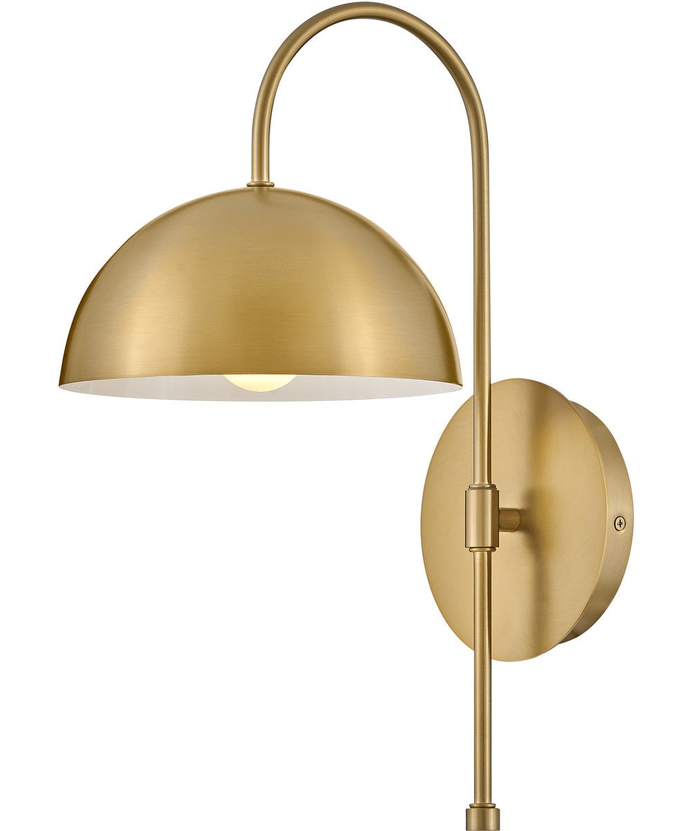 Prines Curved Arm Dome Head Brass Wall Sconce