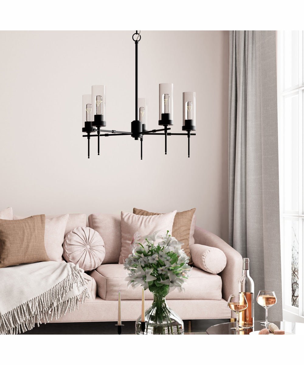 Zejtun Clear Cylinder Glass Black Chandelier – image 2