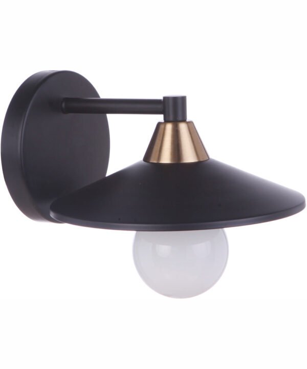 Perfugas Wide Black Dome Hood Compact Wall Sconce