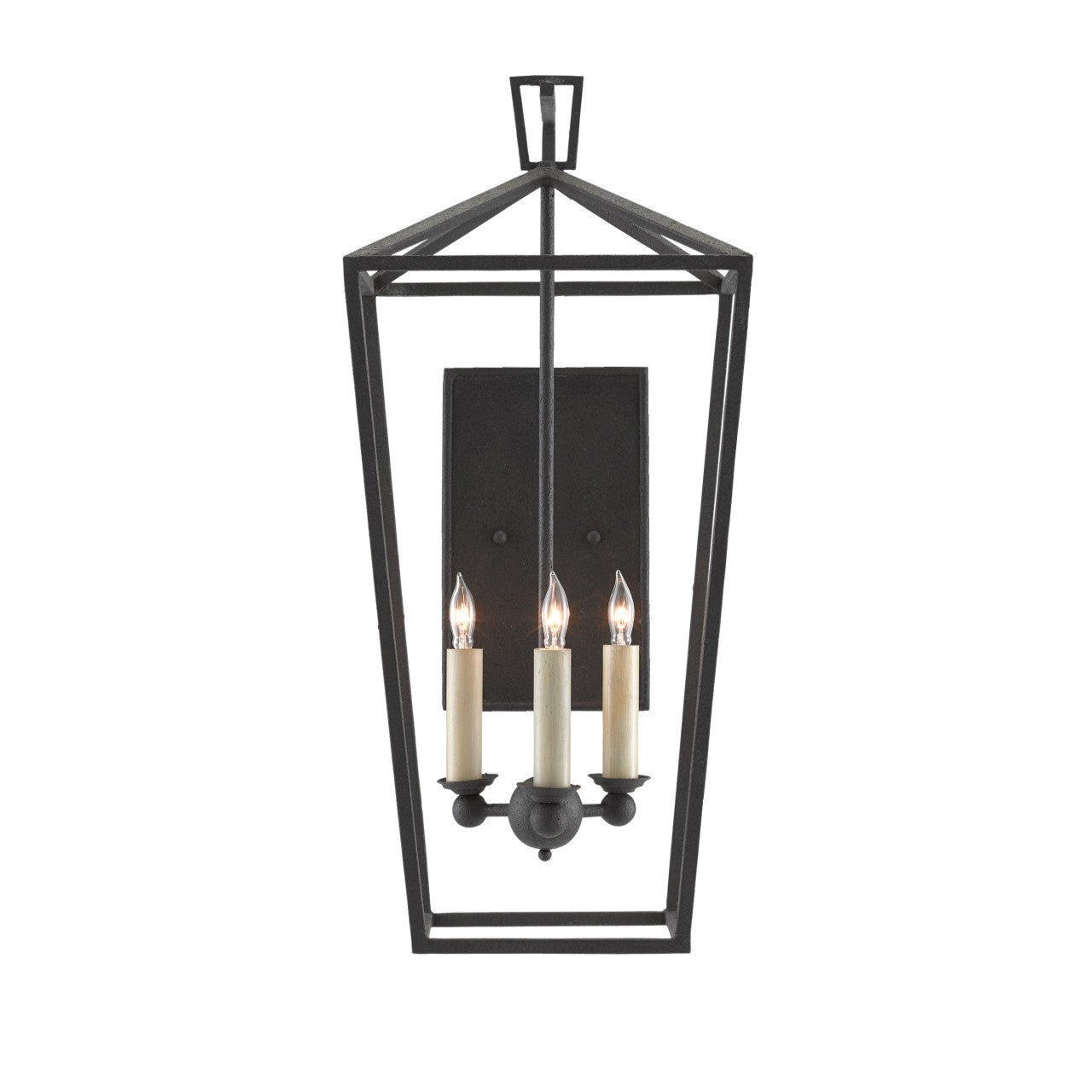 Sternes Hammered Iron Lantern Shaped Black Wall Sconce