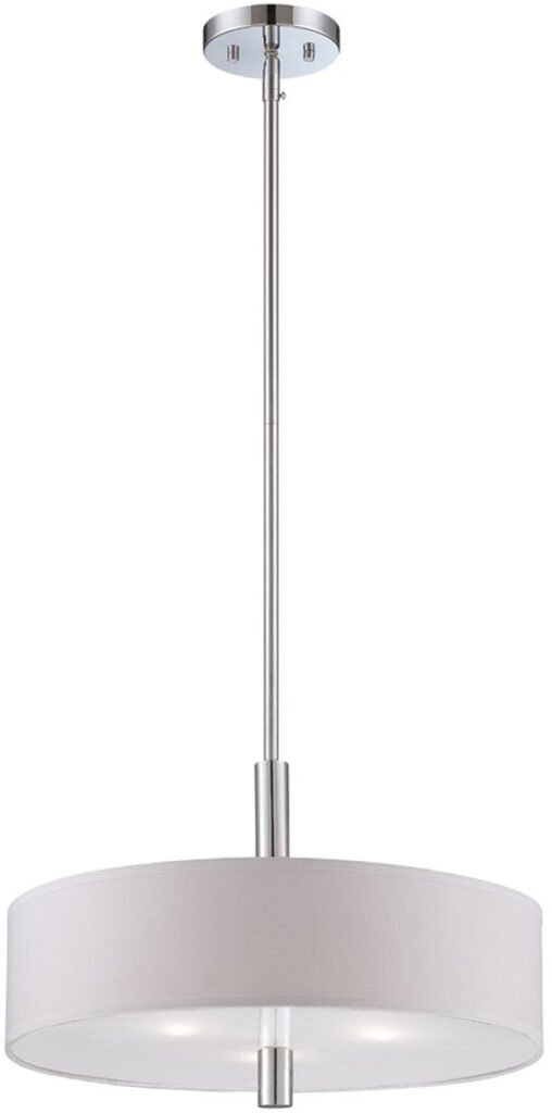Rava Chrome White Fabric Shade Drum Pendant